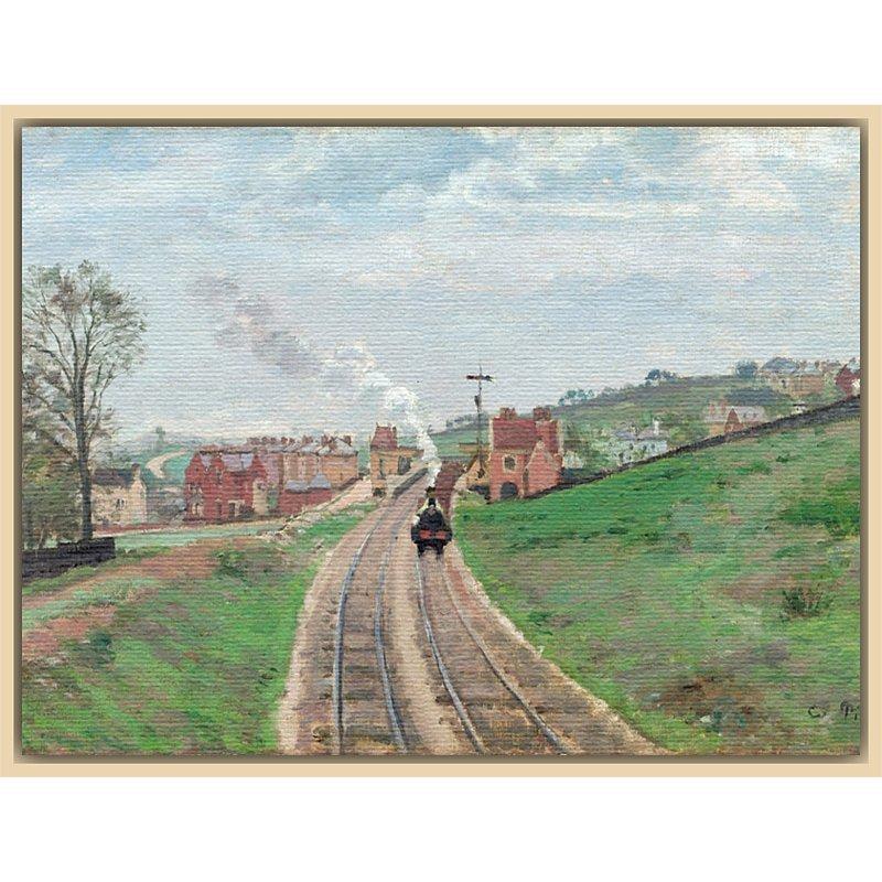 The Courtauld Gallery, Camille Pissarro - Lordship Lane Station, Dulwich, 1871 Print, Natural Ash Framed Canvas