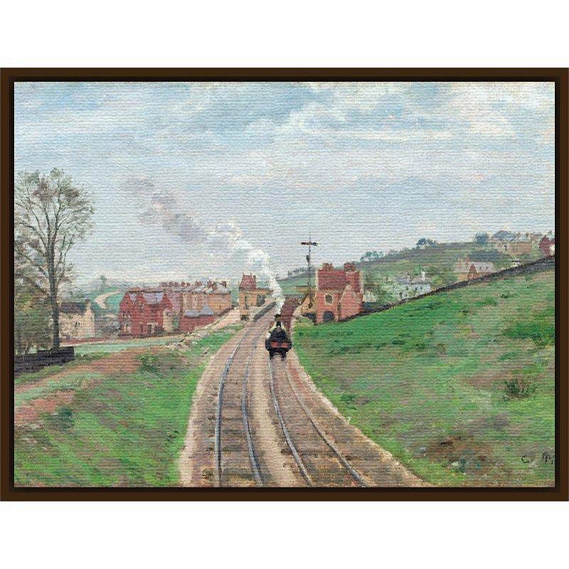 The Courtauld Gallery, Camille Pissarro - Lordship Lane Station, Dulwich, 1871 Print, Dark Brown Framed Canvas