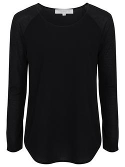 French Connection Classic Polly Long Sleeve T-Shirt, Black, Black