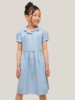 John Lewis Gingham Cotton School Summer Dress, Blue