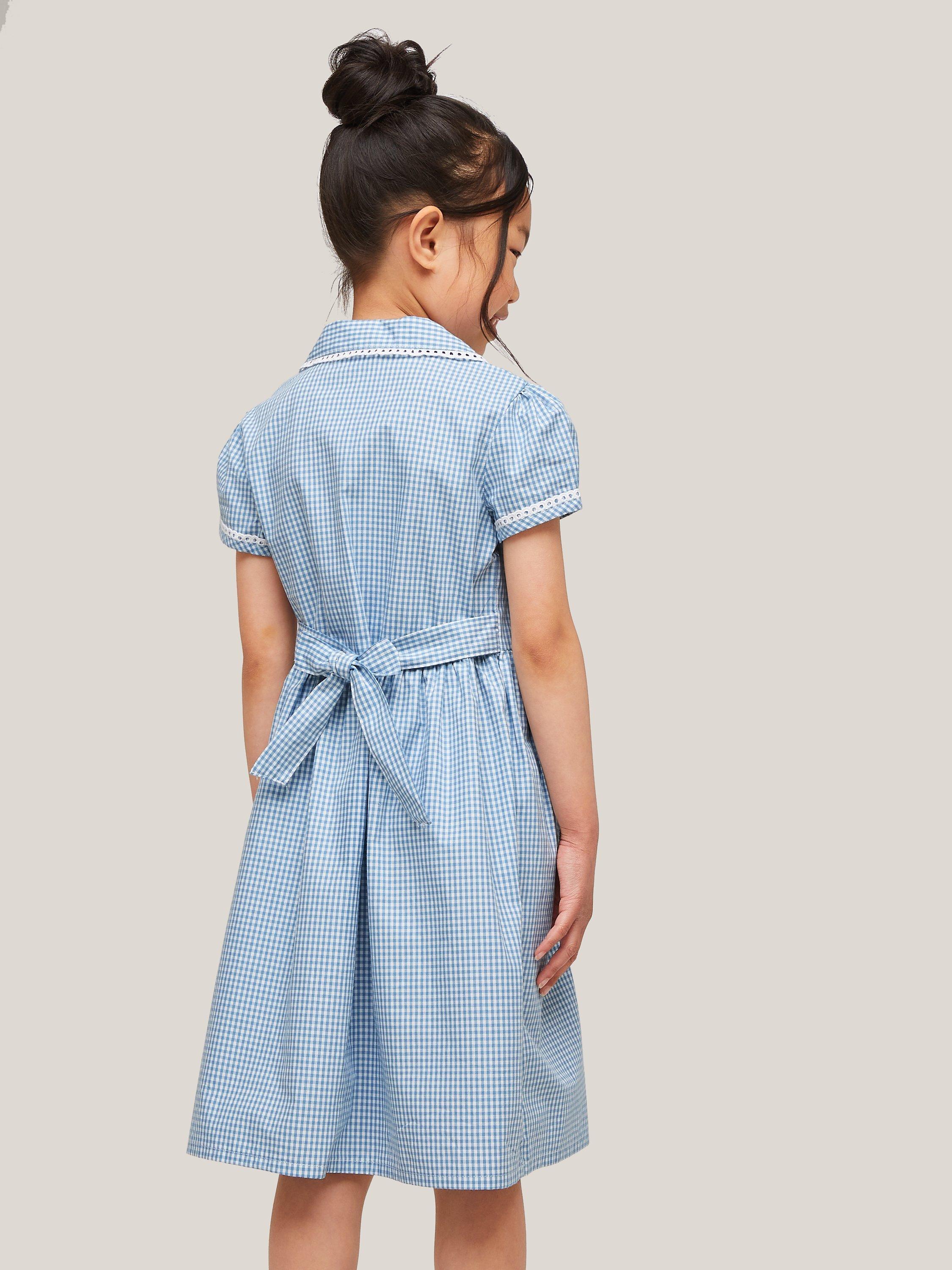 John Lewis Gingham Cotton School Summer Dress Blue