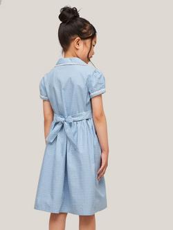 John Lewis Gingham Cotton School Summer Dress - view 2, Blue