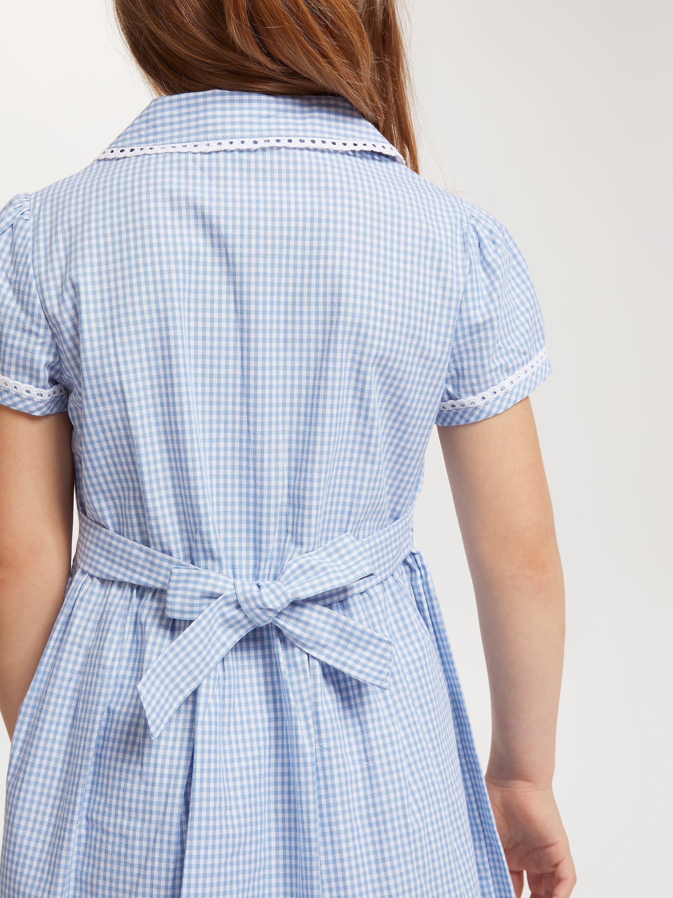 John Lewis Gingham Cotton School Summer Dress Blue