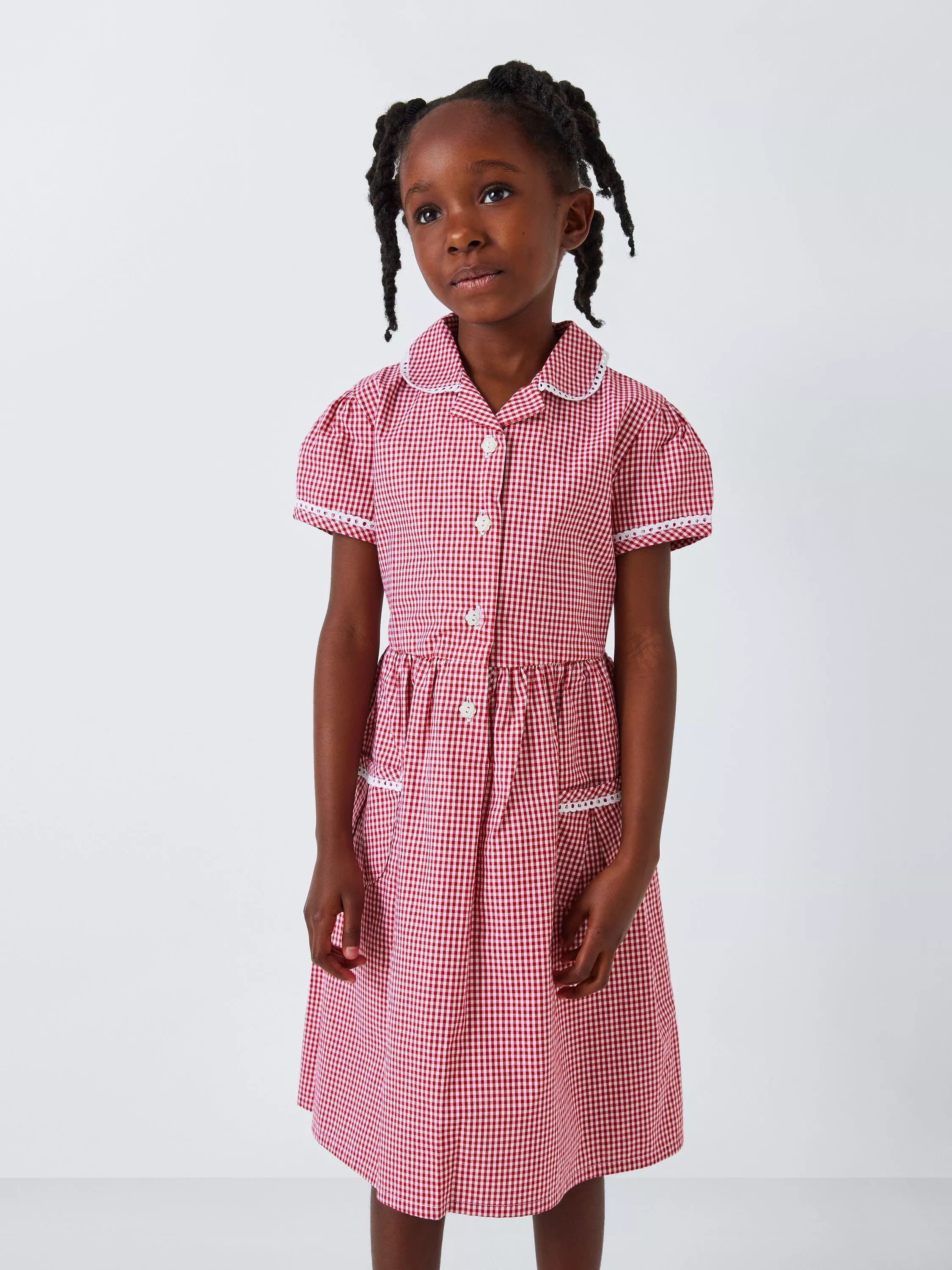 John Lewis Gingham Cotton School Summer Dress Blue