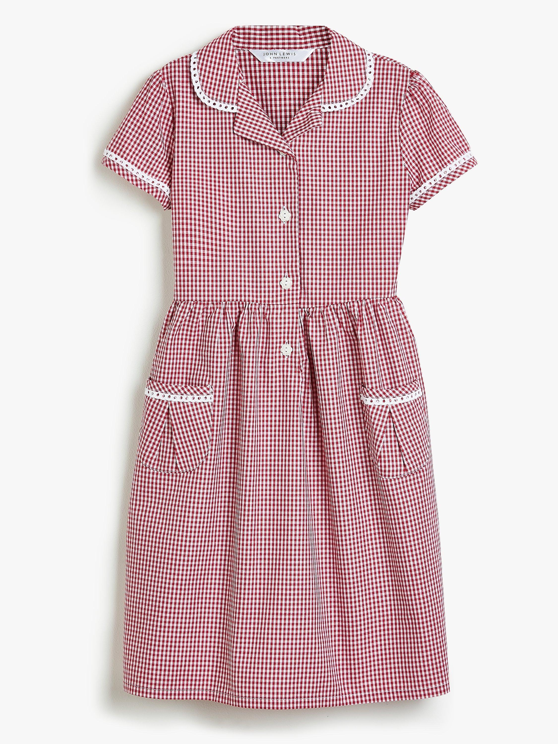 Product image 4 of 6, which shows John Lewis Gingham Cotton School Summer Dress, Red, 6 years