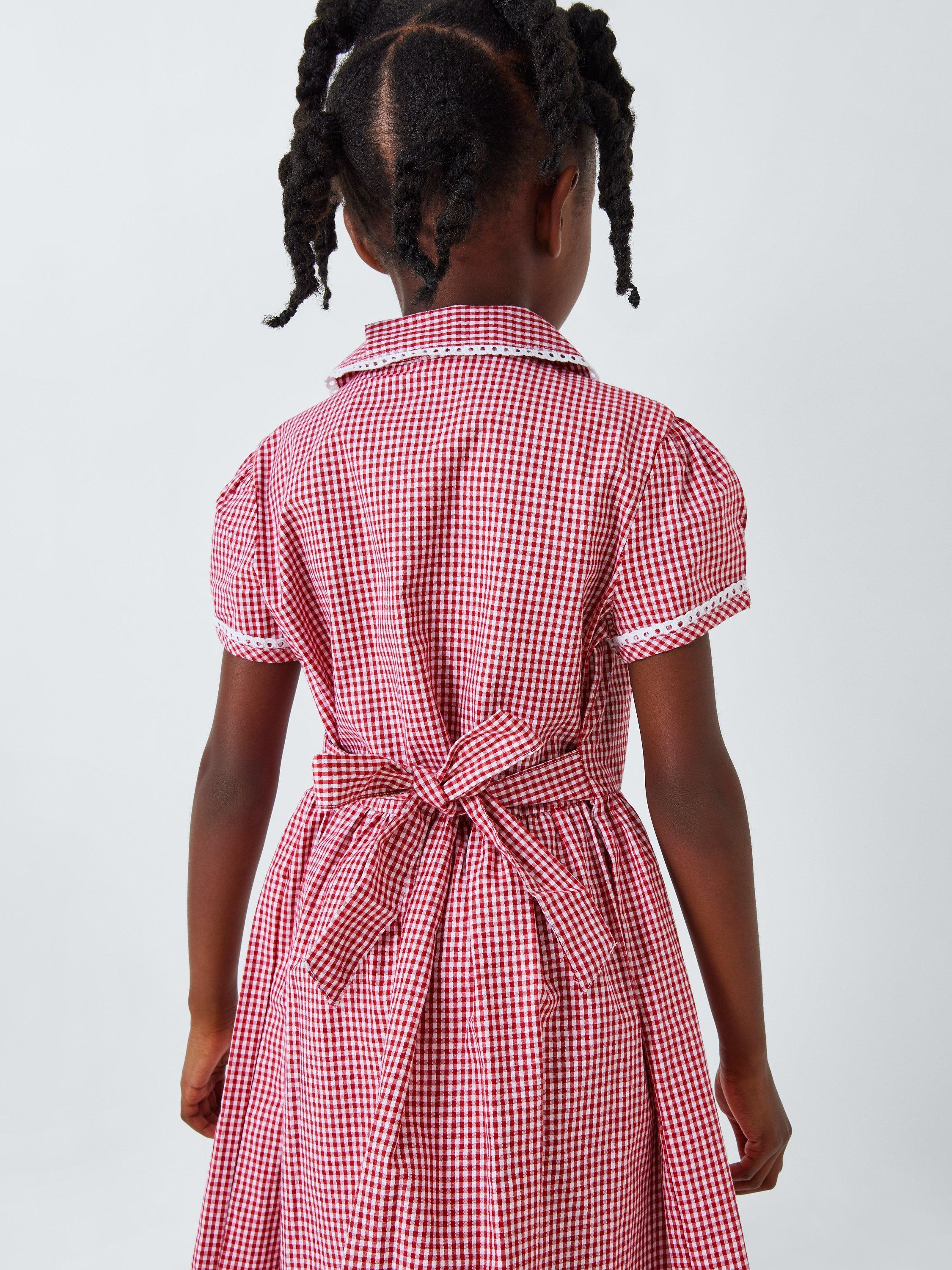 John Lewis Gingham Cotton School Summer Dress Red