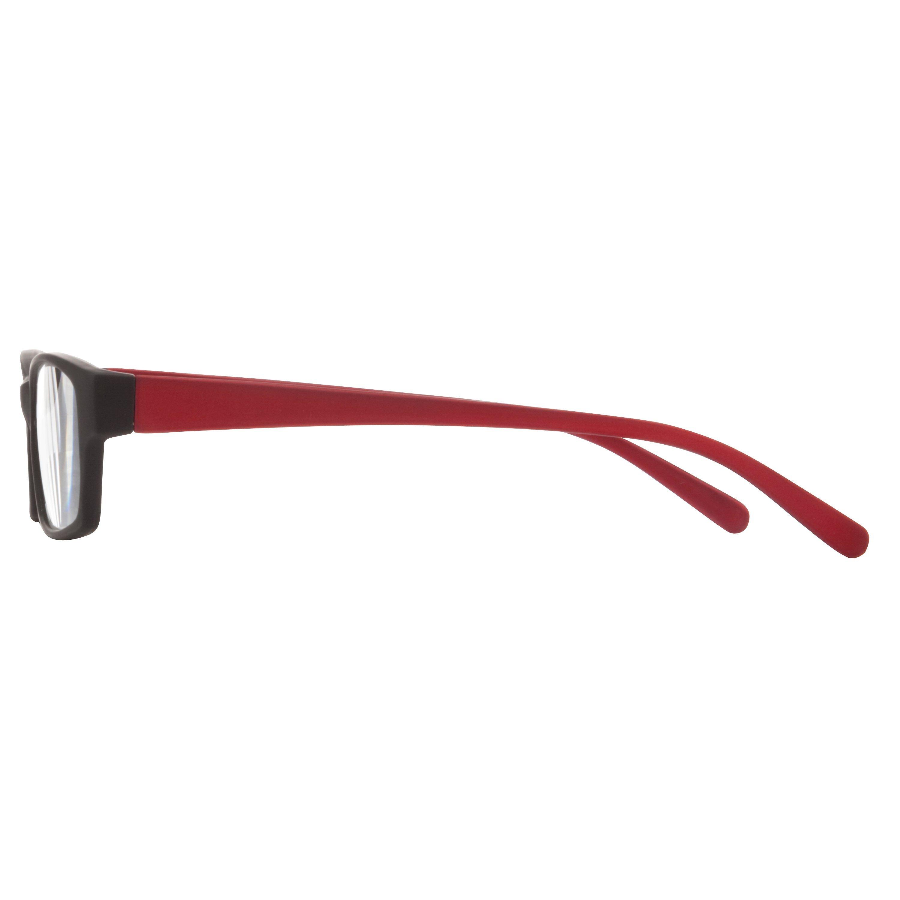Product image 2 of 4, which shows Magnif Eyes Burlington Admiral Unisex Narrow Fit Ready Readers, Black/Red, 1.5