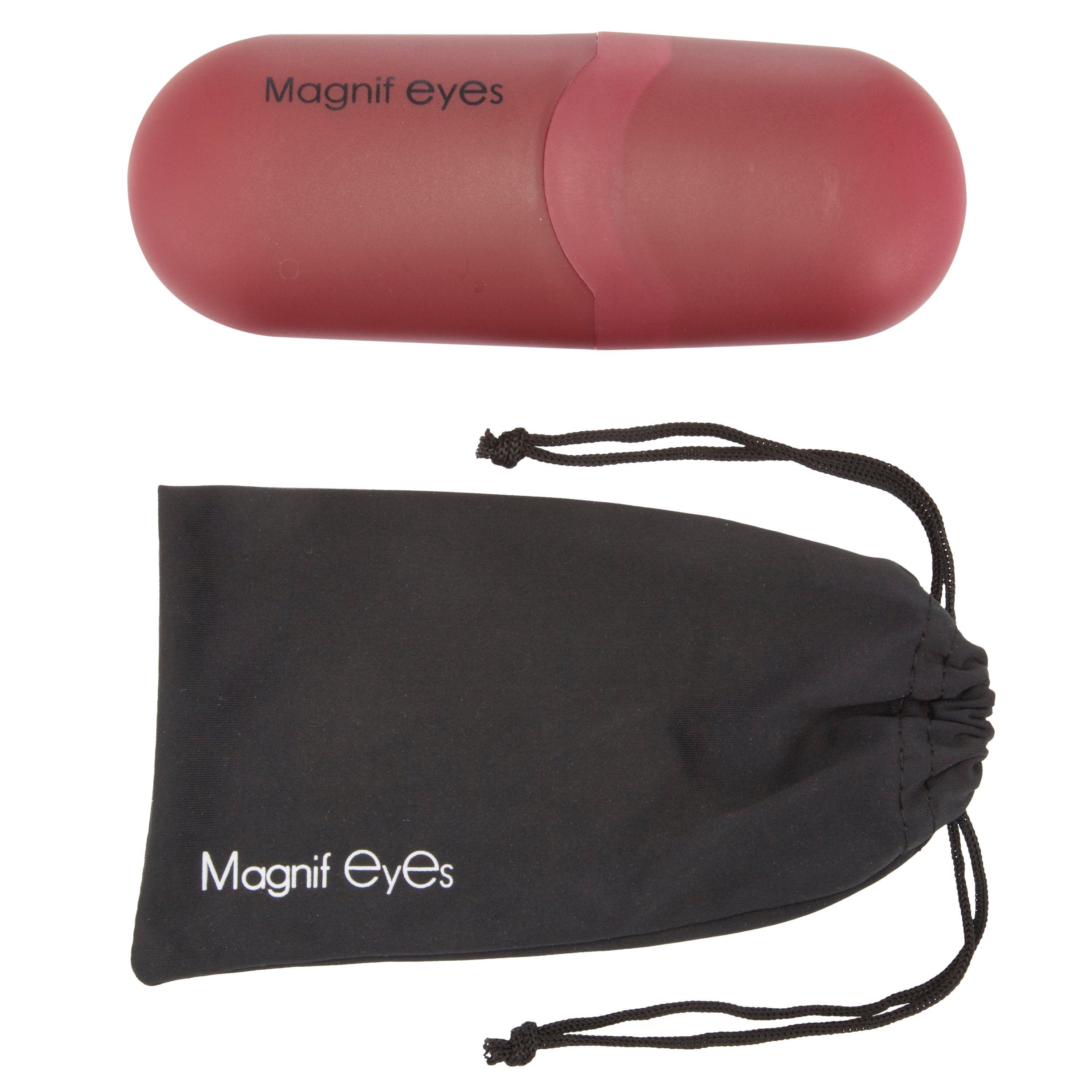 Product image 3 of 4, which shows Magnif Eyes Burlington Admiral Unisex Narrow Fit Ready Readers, Black/Red, 1.5