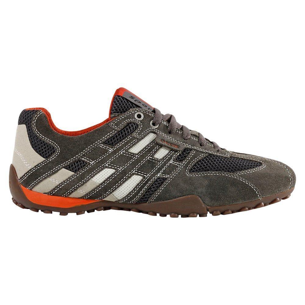 Geox Leather and Suede Snake Trainers, Brown/Dark Orange, 7