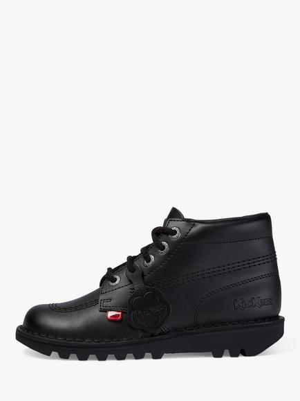 Kickers Kids' Leather Lace-Up Hi Boots, Black - view 2, Black
