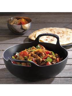 Le Creuset Cast Iron Balti Dish 24cm - view 2, Satin Black