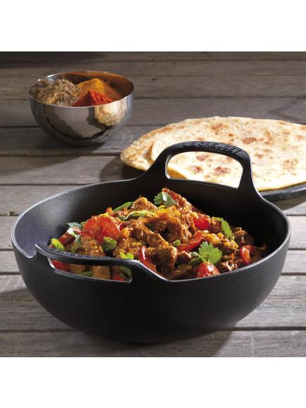 Le Creuset Cast Iron Balti Dish 24cm - view 2, Satin Black