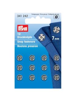 Prym Sew-on Fasteners, Pack of 12, 9mm, Silver, Silver