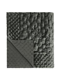 John Lewis Boutique Hotel Velvet Stitch Quilted Bedspread, Steel