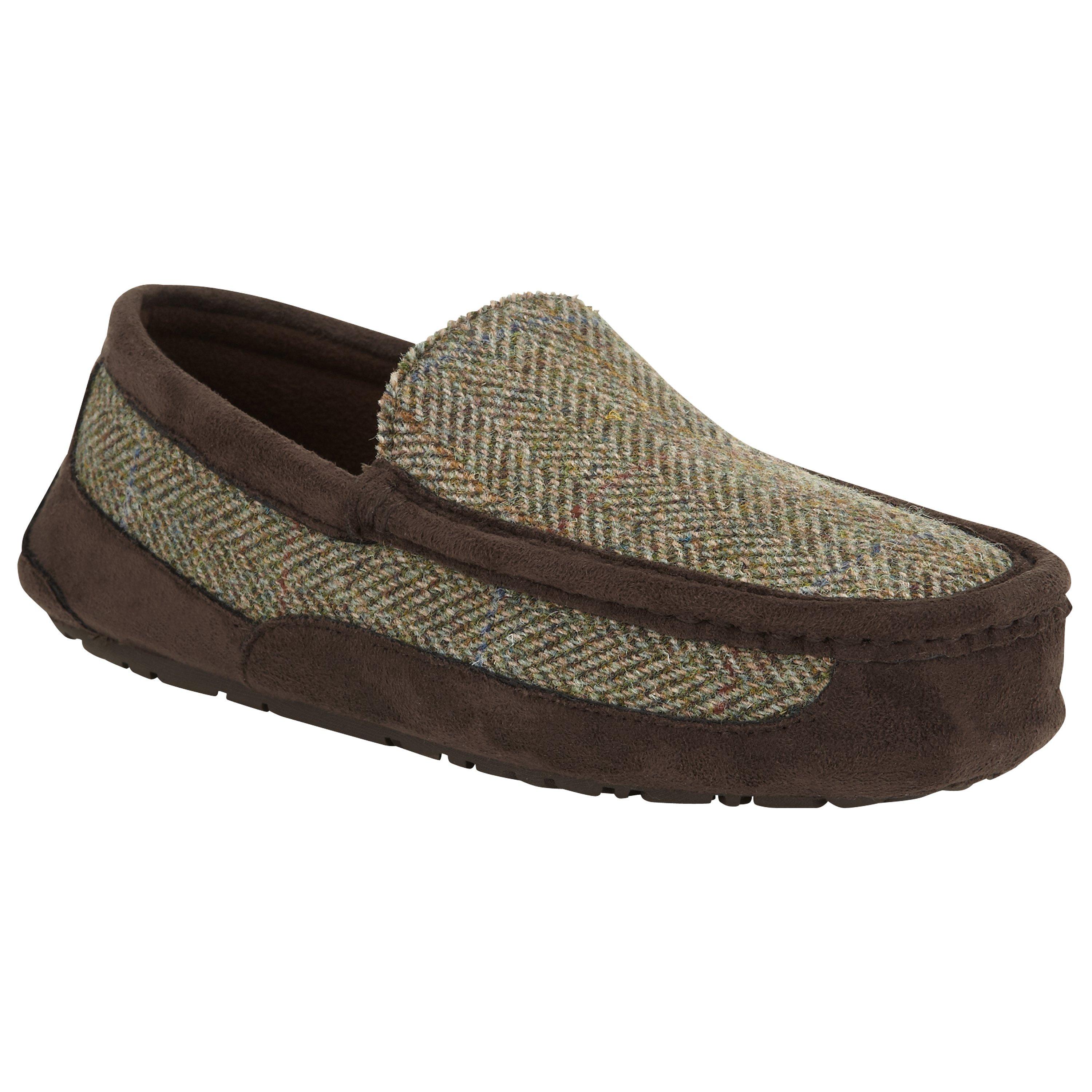 Harris tweed moccasin slippers on sale