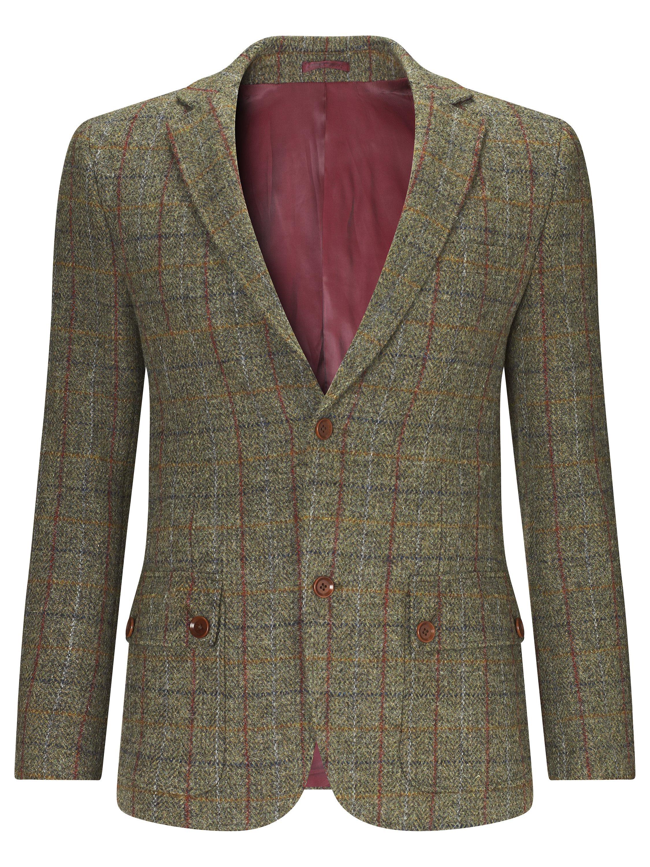 John Lewis Harris Tweed Herringbone Blazer Grey