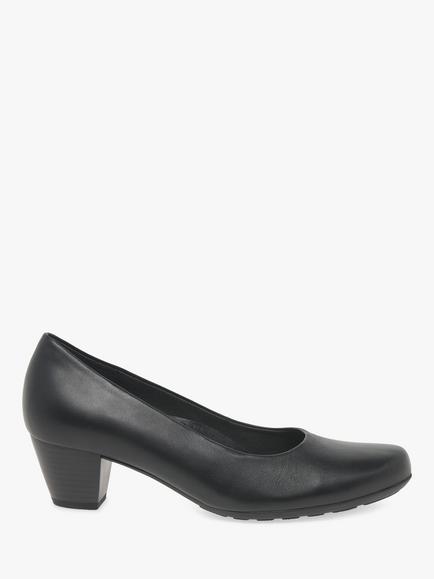 Gabor Brambling Wide Fit Leather Court Shoes, Black, Black