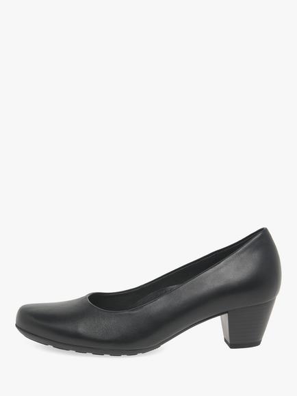 Gabor Brambling Wide Fit Leather Court Shoes, Black - view 2, Black