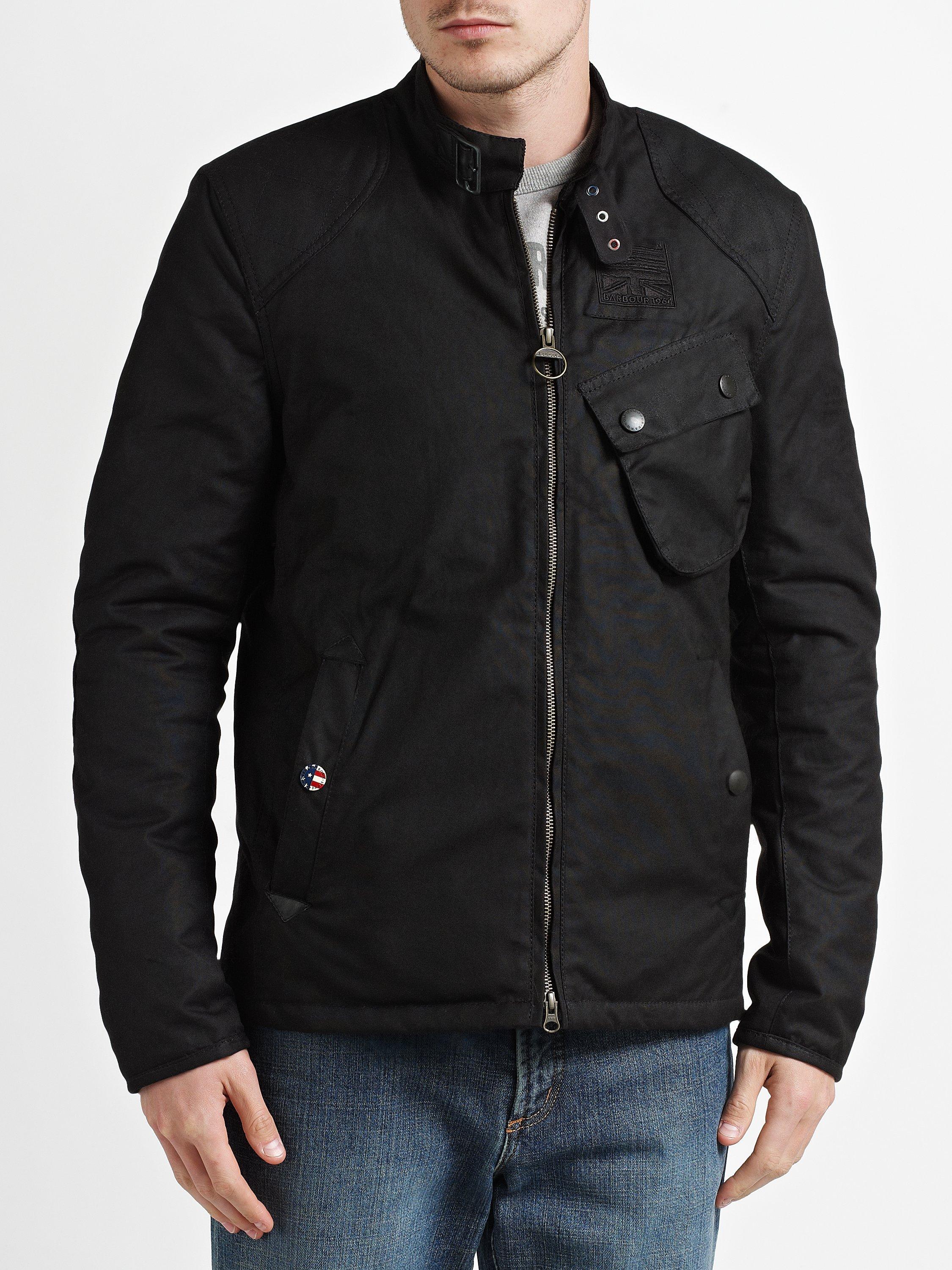 Barbour International Steve McQueen Collection Bonner Waxed Biker Jacket Black