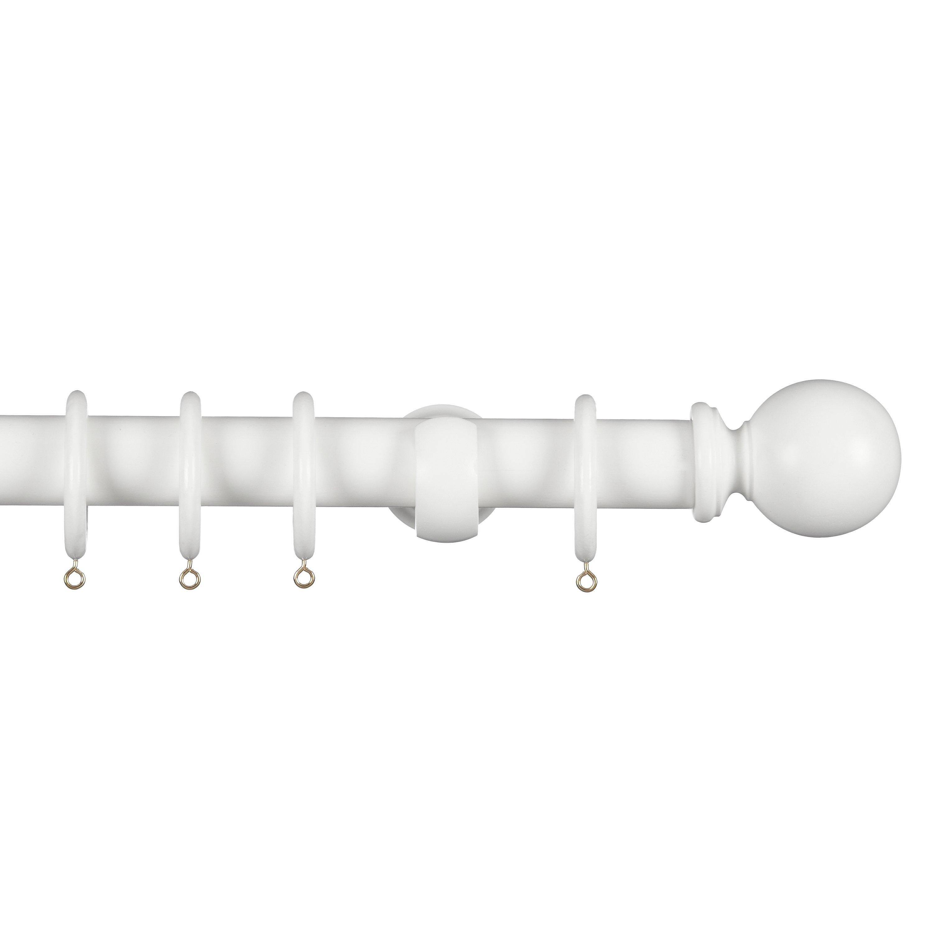 John Lewis Wood Curtain Pole Kit, Dia.35mm, White Finished