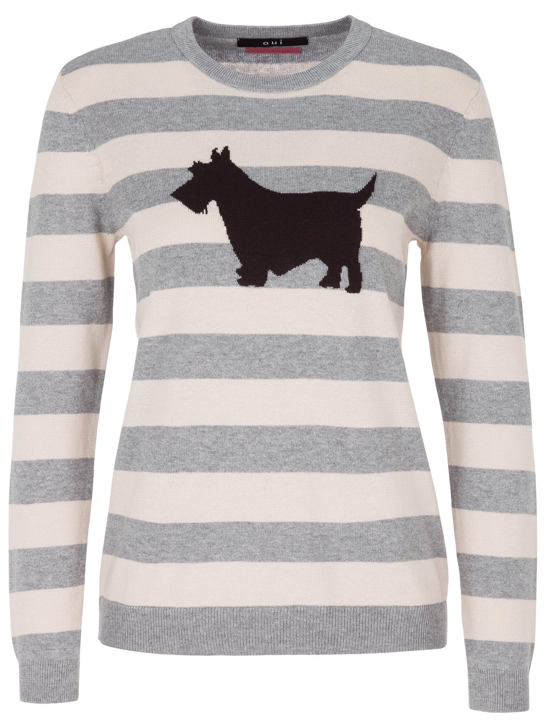 Oui Scottie Dog Jumper, Grey/Black