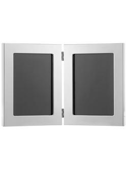 John Lewis Wide Border Double Photo Frame, Silver Plated, Silver