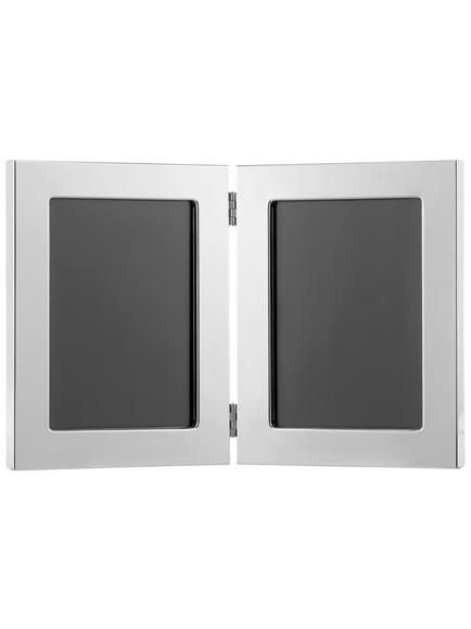John Lewis Wide Border Double Photo Frame, Silver Plated, Silver