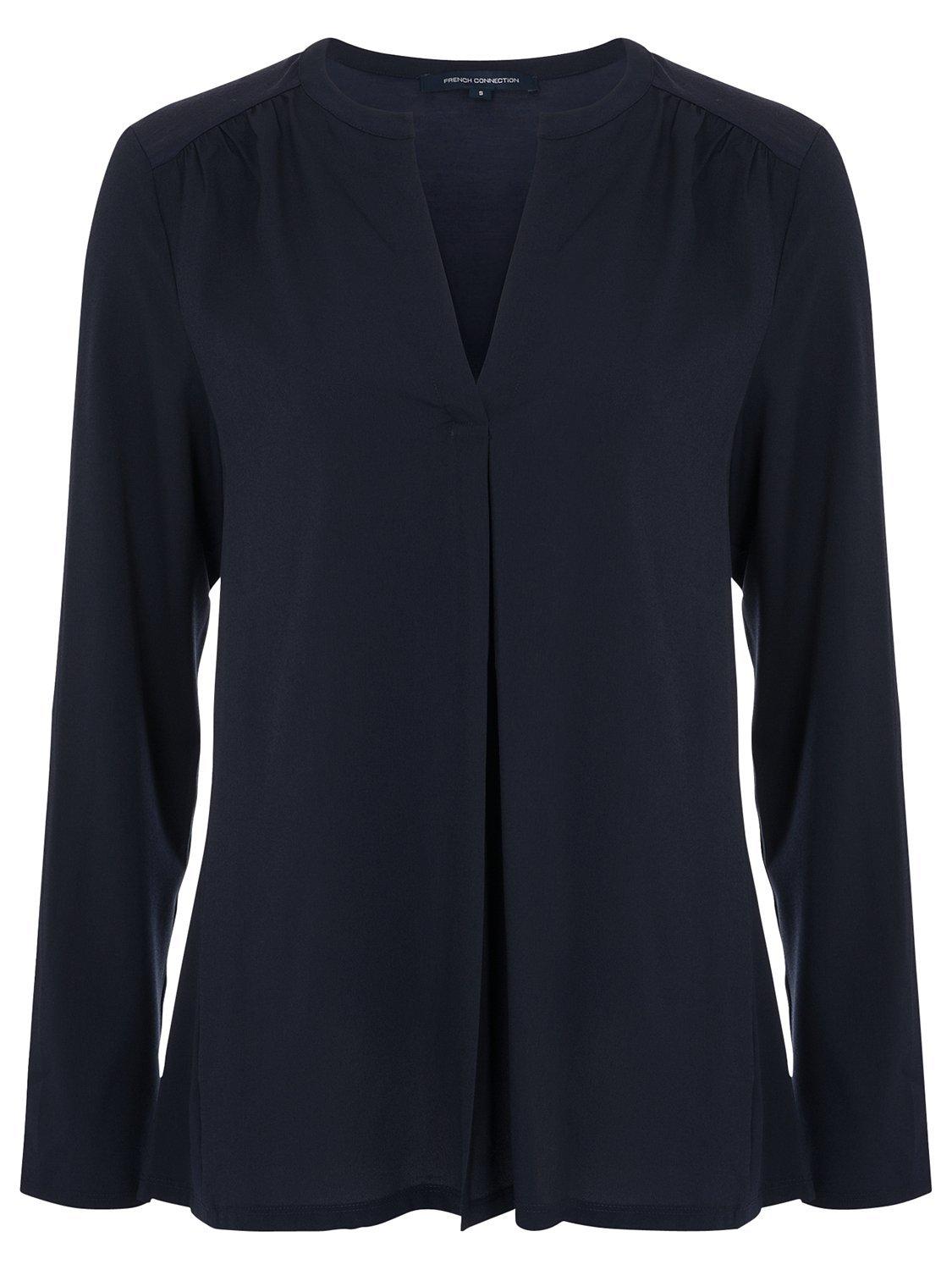 Product image 1 of 5, which shows French Connection Classic Polly Plains Shirt, Utility Blue, S