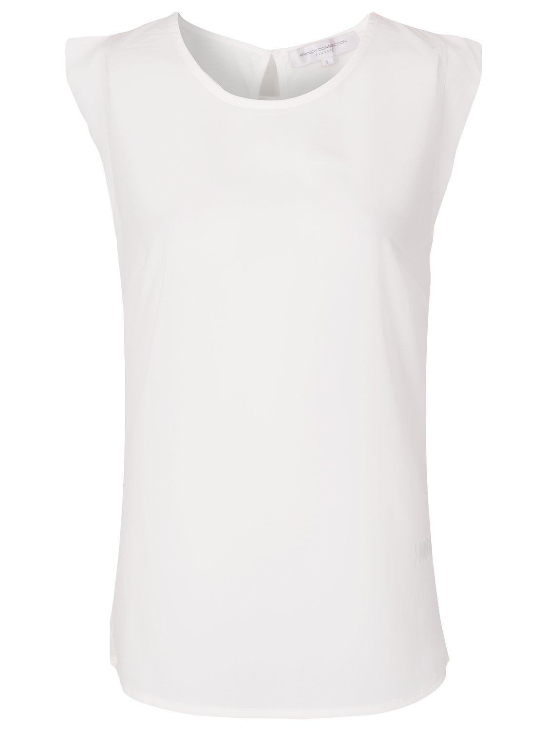 Product image 1 of 3, which shows French Connection Classic Polly Plains Capped Sleeve T-Shirt, Daisy White, XS