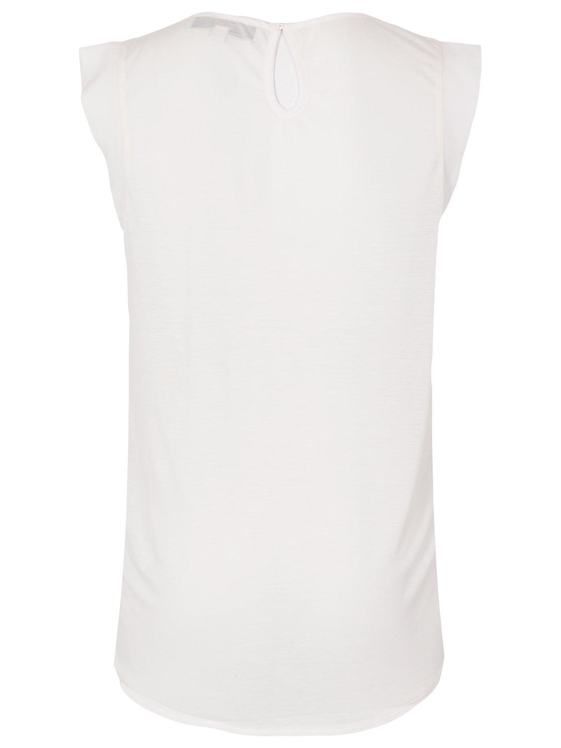 Product image 2 of 3, which shows French Connection Classic Polly Plains Capped Sleeve T-Shirt, Daisy White, XS