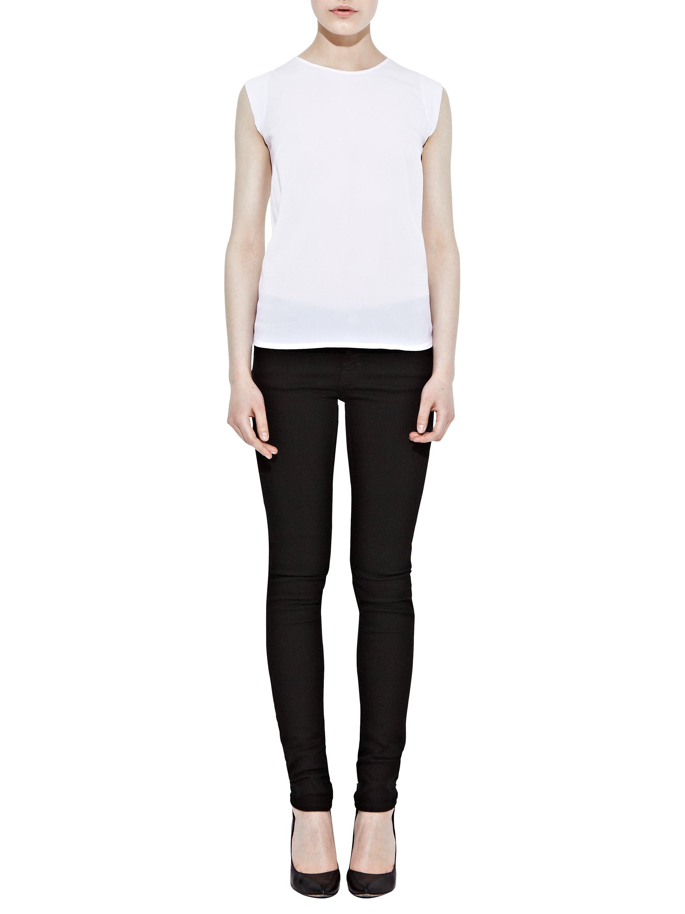 Product image 3 of 3, which shows French Connection Classic Polly Plains Capped Sleeve T-Shirt, Daisy White, XS