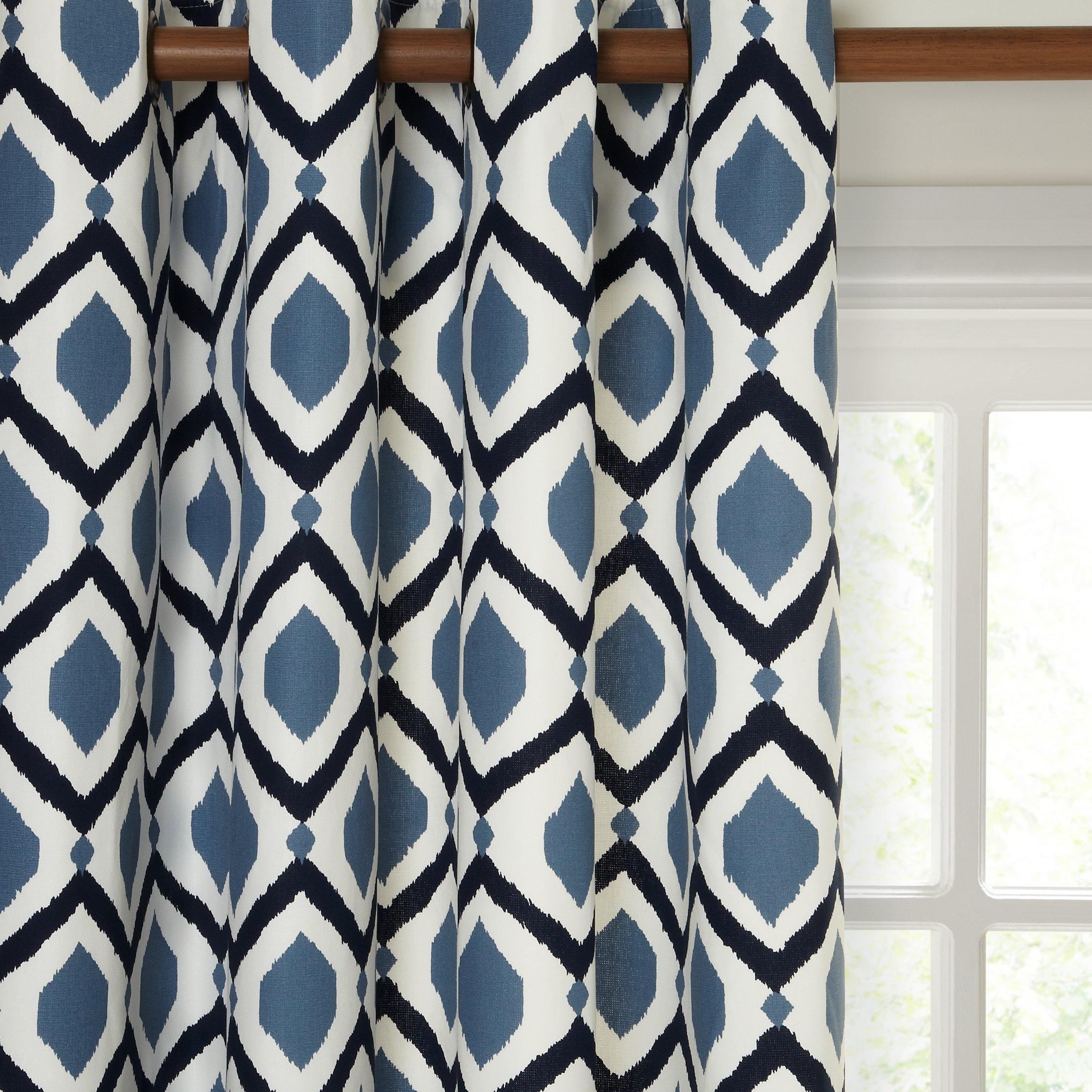 John Lewis & Partners Indah Pair Lined Eyelet Curtains, Indian Blue