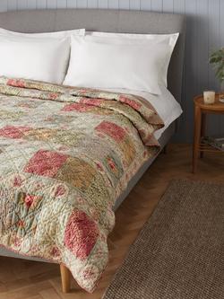 John Lewis Gracie Patchwork Quilted Bedspread - view 2, Natural/Pink