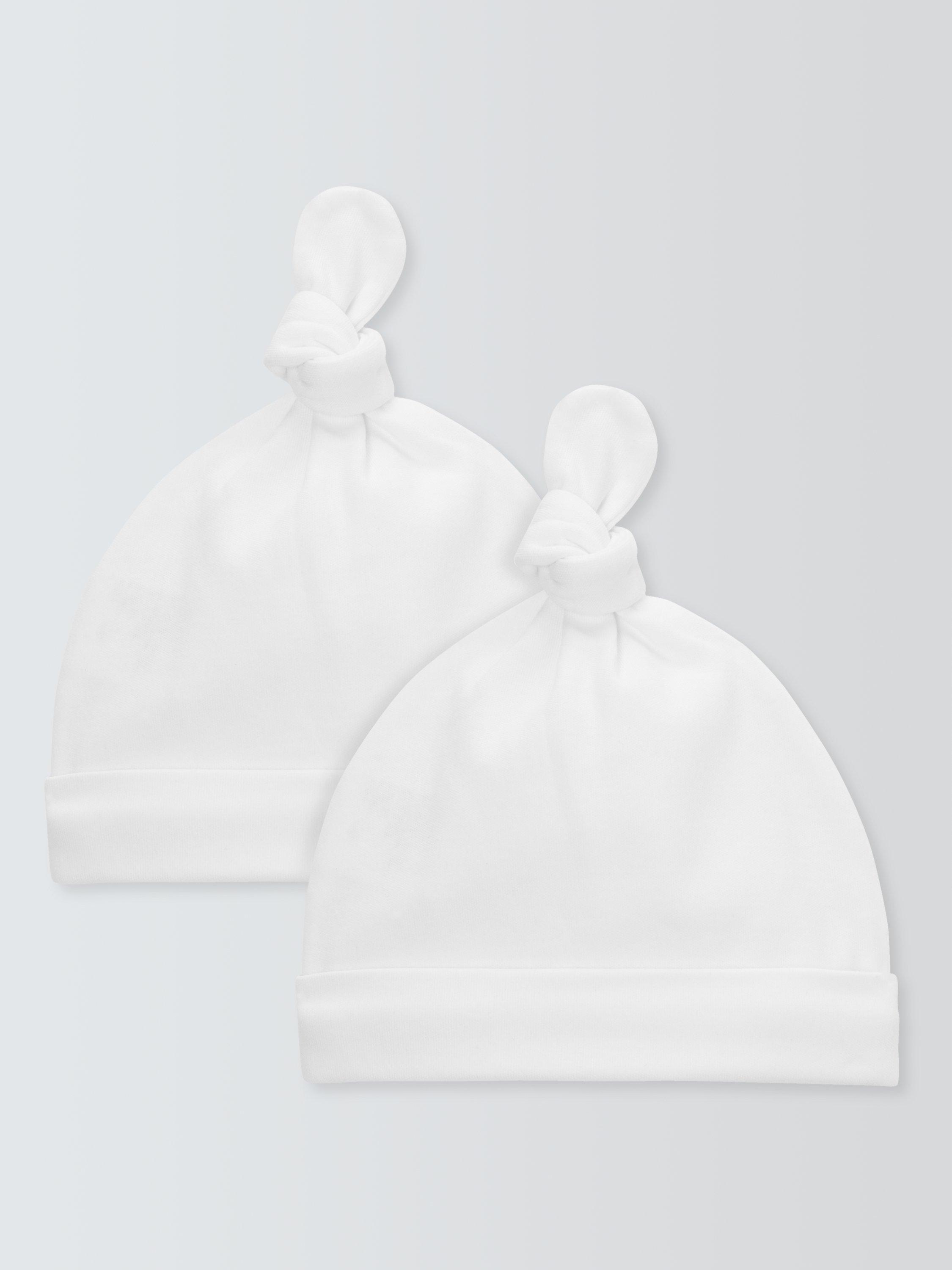 John Lewis Baby Cotton Hat Pack of 2 White