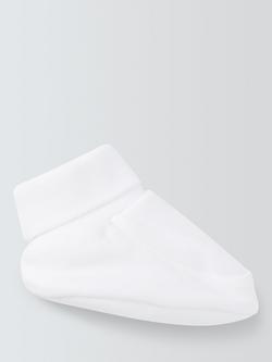 John Lewis Baby Cotton Booties, White, One Size, White