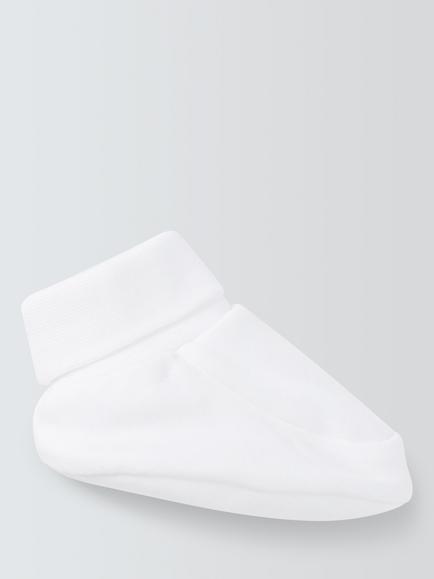 John Lewis Baby Cotton Booties, White, One Size, White