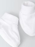 John Lewis Baby Cotton Booties, White, One Size