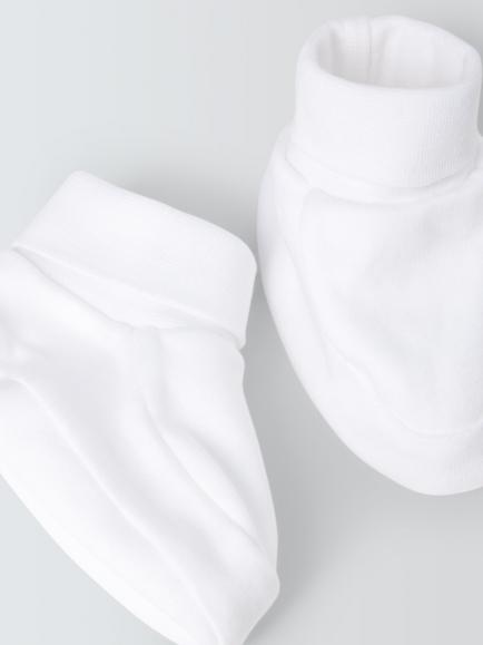 John Lewis Baby Cotton Booties, White, One Size - view 2, White