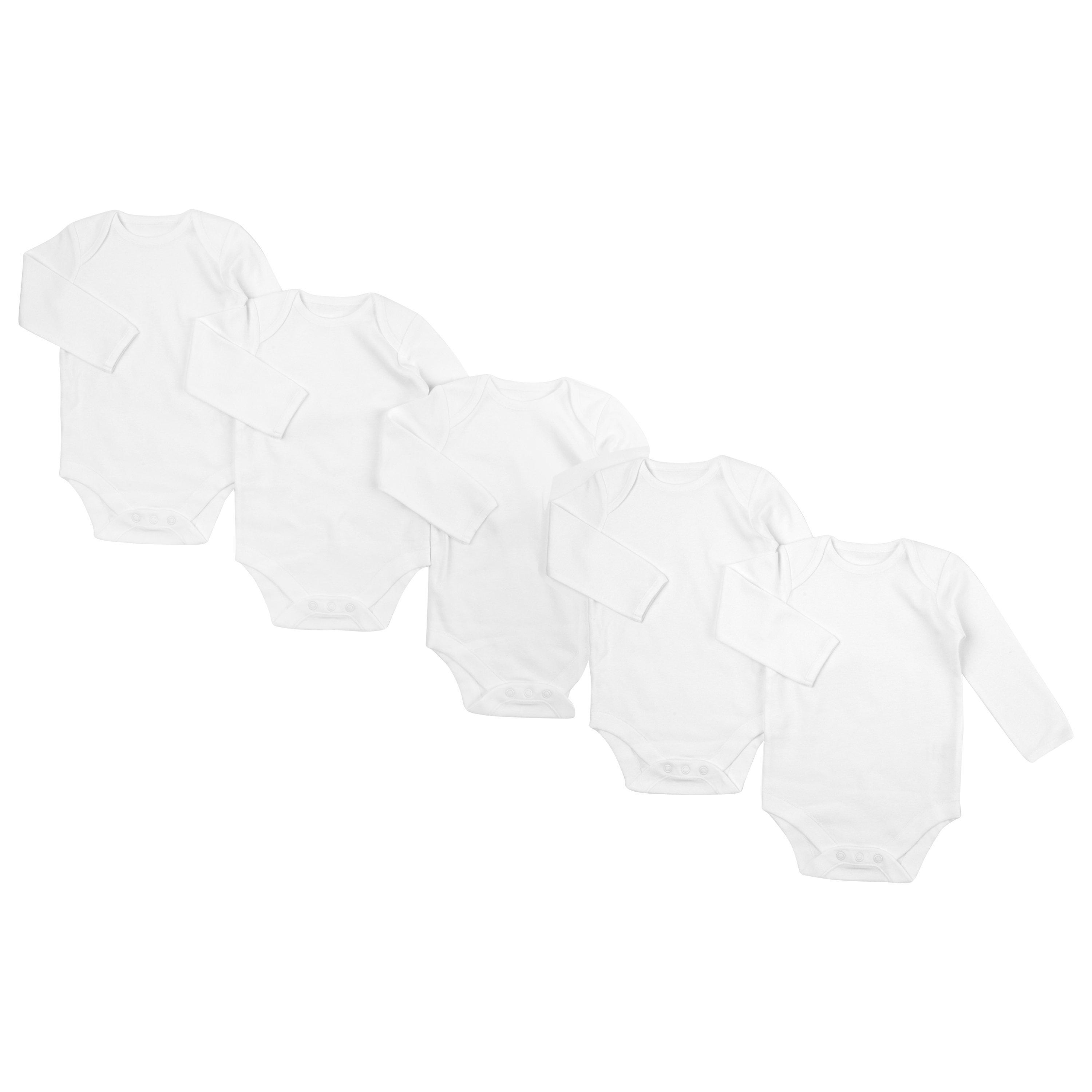 John Lewis & Partners Baby GOTS Organic Cotton Bodysuit, Pack of 5, White