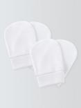 John Lewis Baby Cotton Scratch Mitts, Pack of 2, White