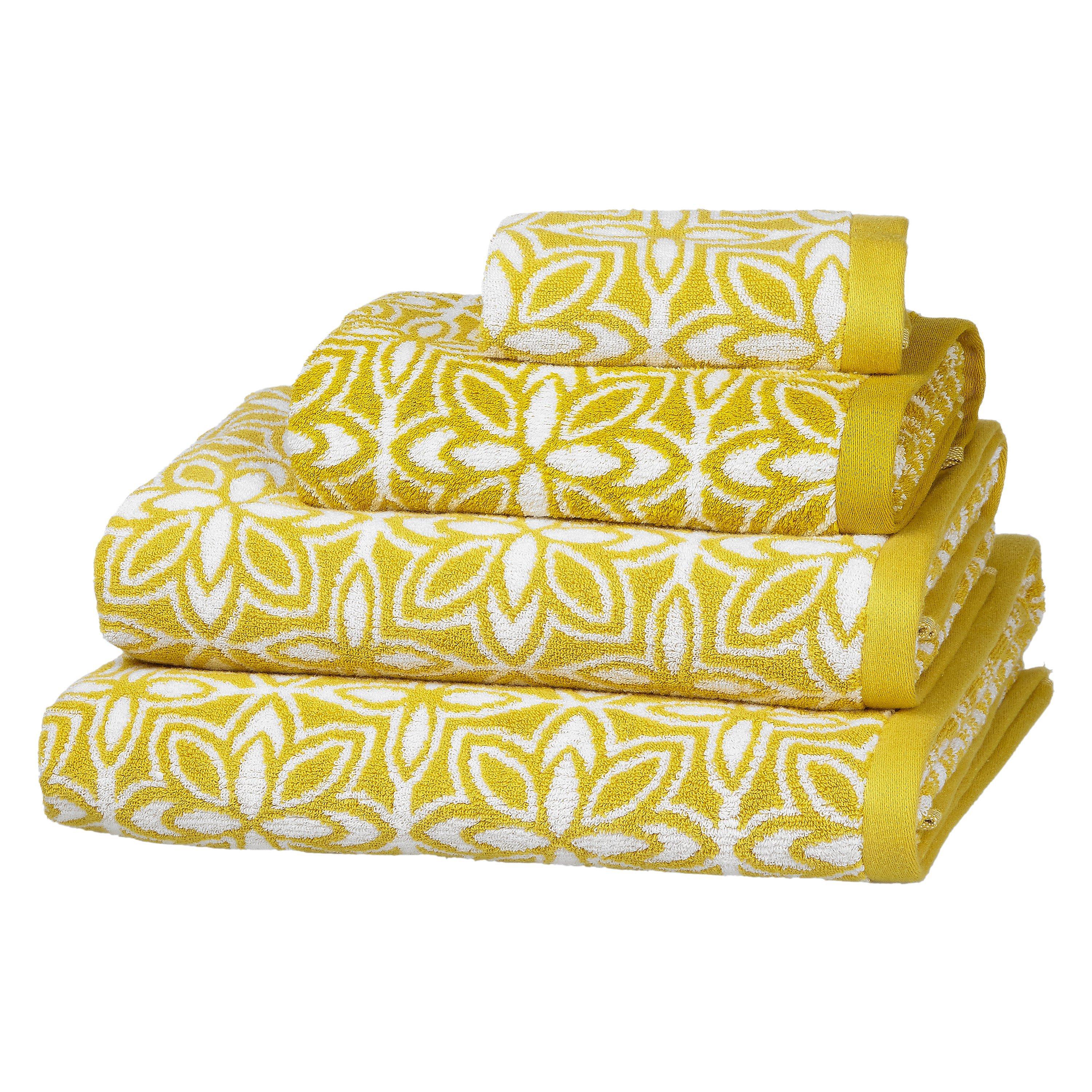 John Lewis & Partners Fusion Flower Towels, Saffron