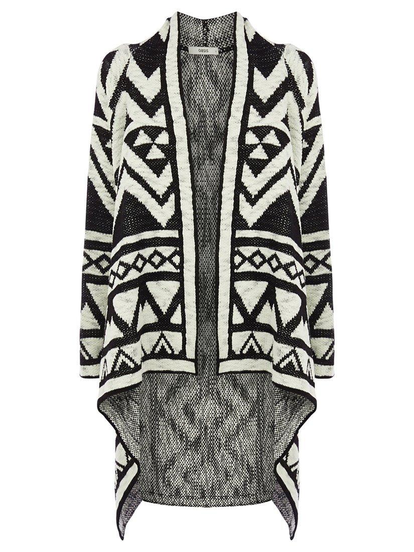 Oasis Aztec Cardigan, Black / White