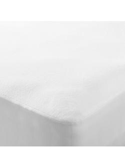 John Lewis Waterproof Terry Towelling Mattress Protector, White, White