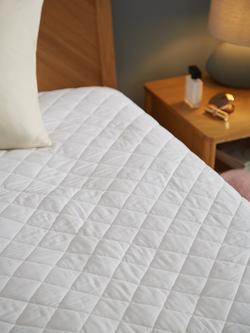 John Lewis Natural Cotton Quilted Mattress Protector, White