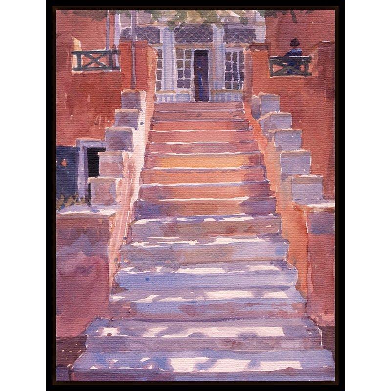Lucy Willis - Syros Steps, Black Framed Canvas