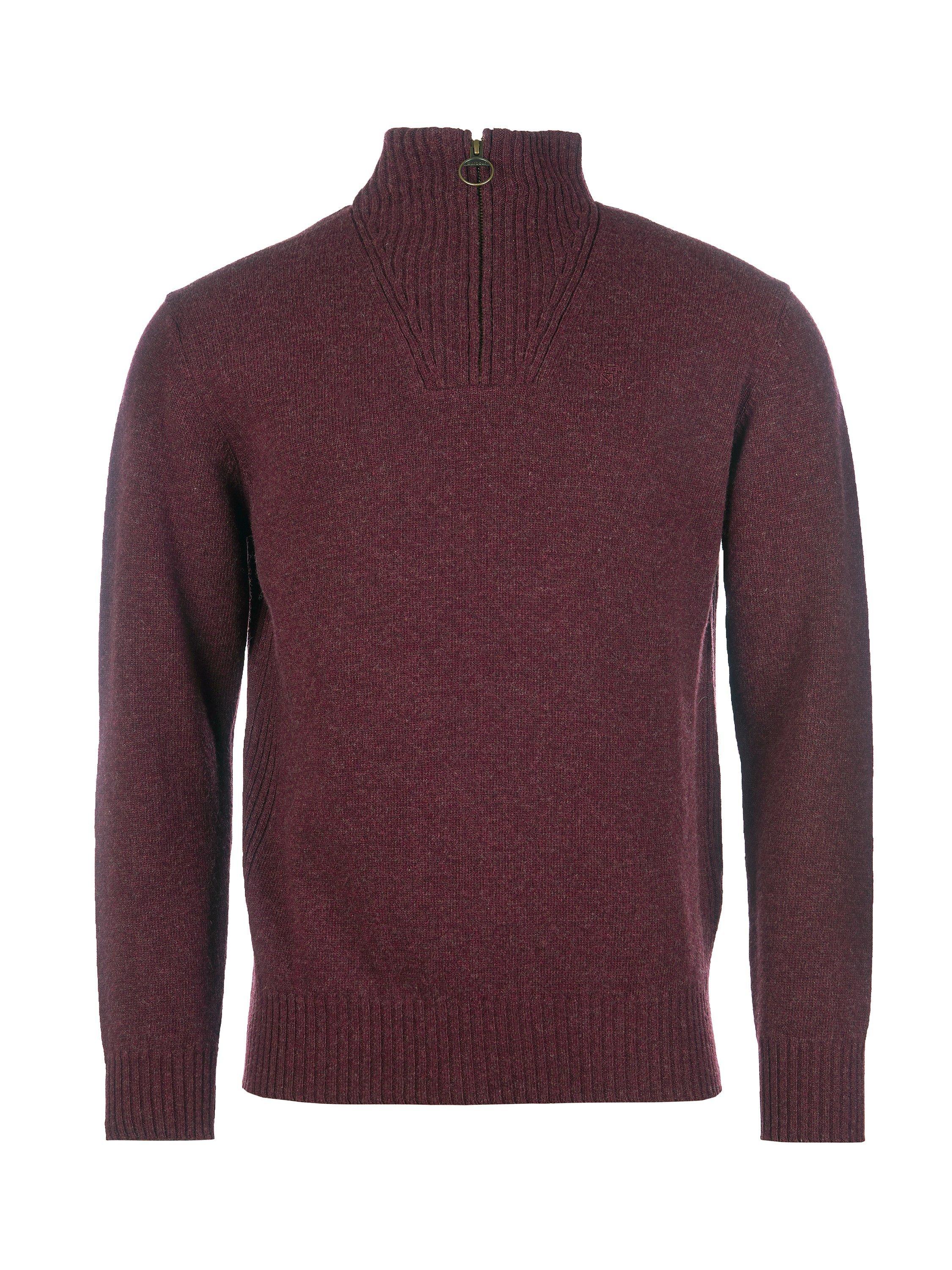 Product image 4 of 6, which shows Barbour Essential Lambswool Half Zip Jumper, Burgundy, S