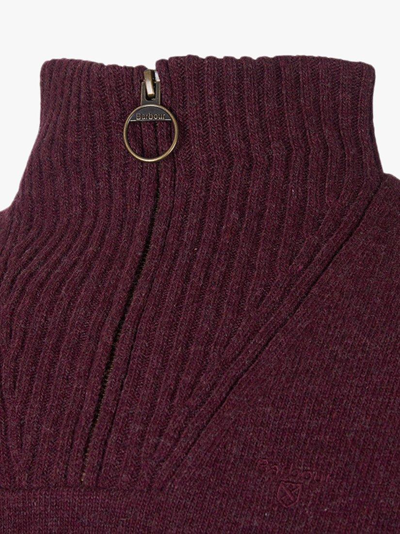 Product image 5 of 6, which shows Barbour Essential Lambswool Half Zip Jumper, Burgundy, S