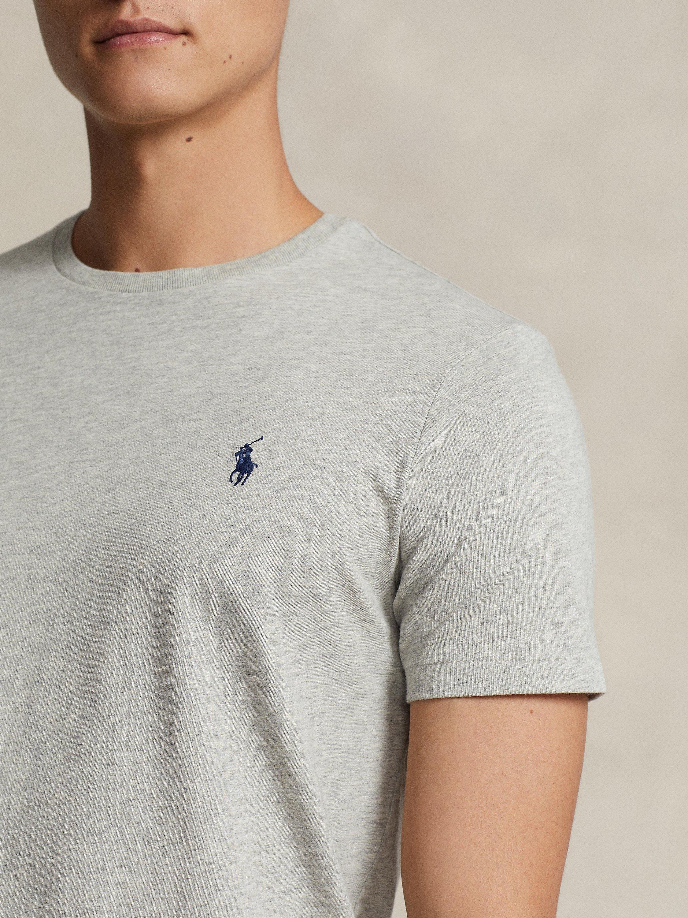 Product image 4 of 7, which shows Polo Ralph Lauren Short Sleeve Custom Fit Crew Neck T-Shirt, New Heather Grey, S