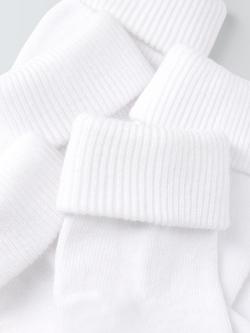 John Lewis Baby Organic Cotton Rich Roll Top Socks, Pack of 5, White - view 2, White
