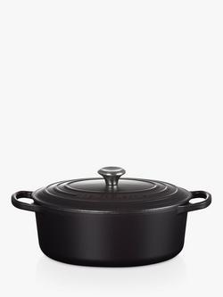 Le Creuset Cast Iron Signature Oval Casserole - view 2, Satin Black